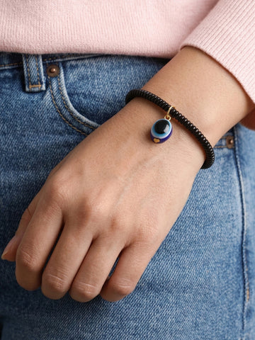 NVR Black Evil Eye Spring Ring Bracelet