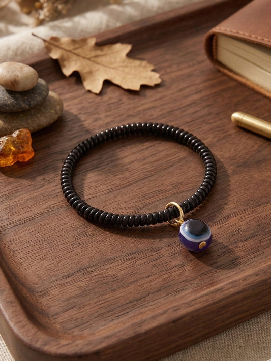 NVR Black Evil Eye Spring Ring Bracelet