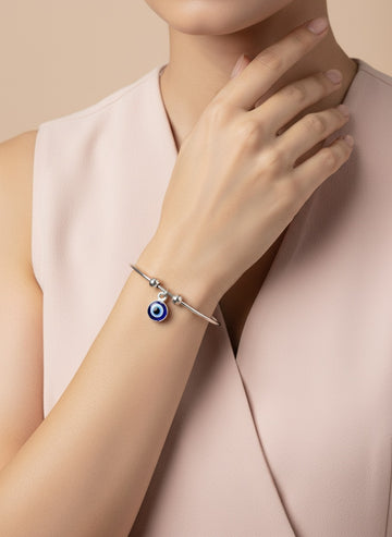 NVR Women Silver Evil Eye Adjustable Bracelet