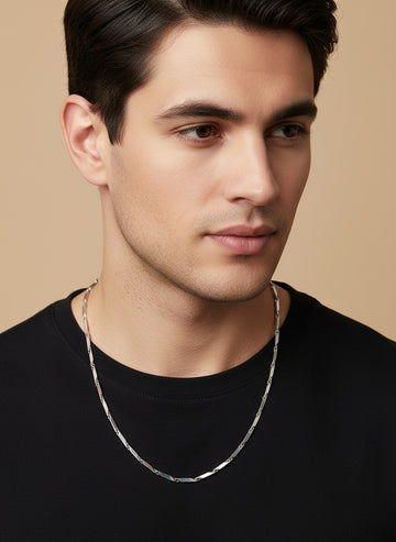NVR Men Silver Plated Stainless Steel Bohemian Chain