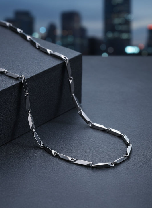 NVR Men Silver Plated Stainless Steel Bohemian Chain
