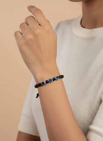 NVR Unisex Evil Eye Unisex Black Thread Bracelet