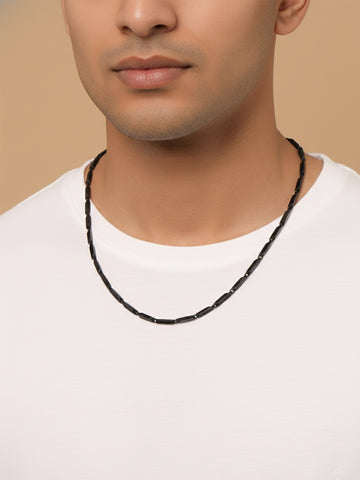 NVR Men's Black Toned Silver plated chain
