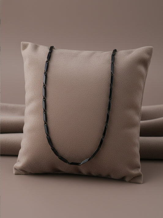 NVR Men's Black Toned Silver plated chain