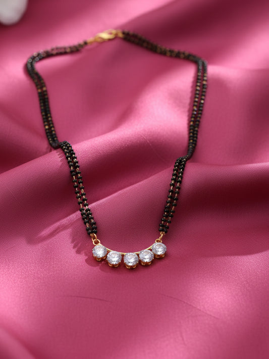 NVR Gold Plated Black Beaded Mangalsutra