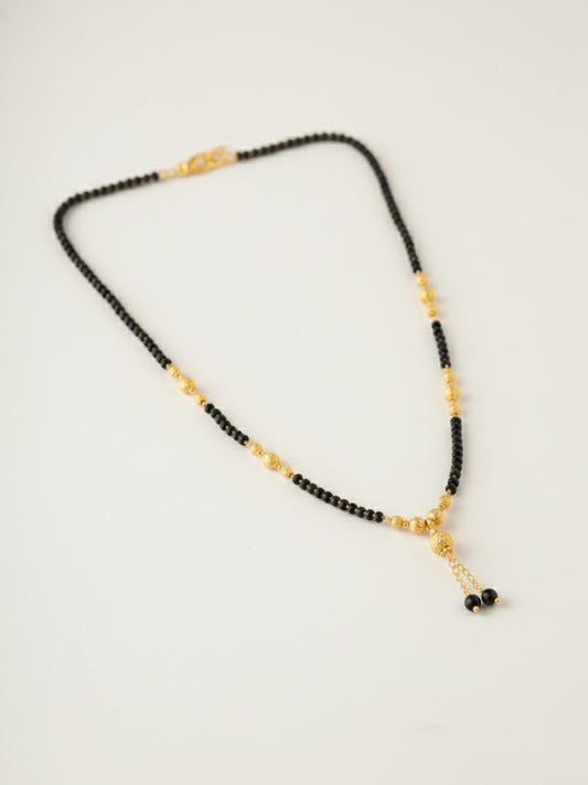 NVR Women Black Gold Plated Mangalsutra
