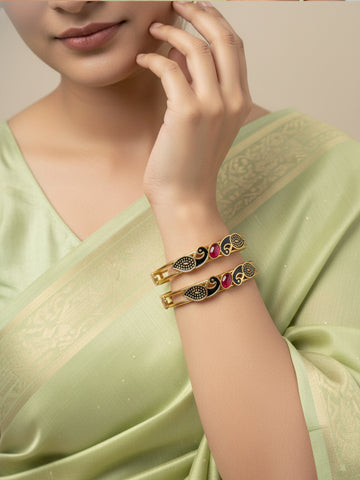NVR Set of 2 Gold Plated Handcrafted Kada Bangles