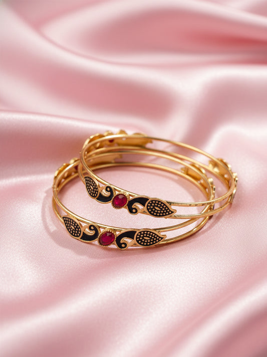 NVR Set of 2 Gold Plated Handcrafted Kada Bangles