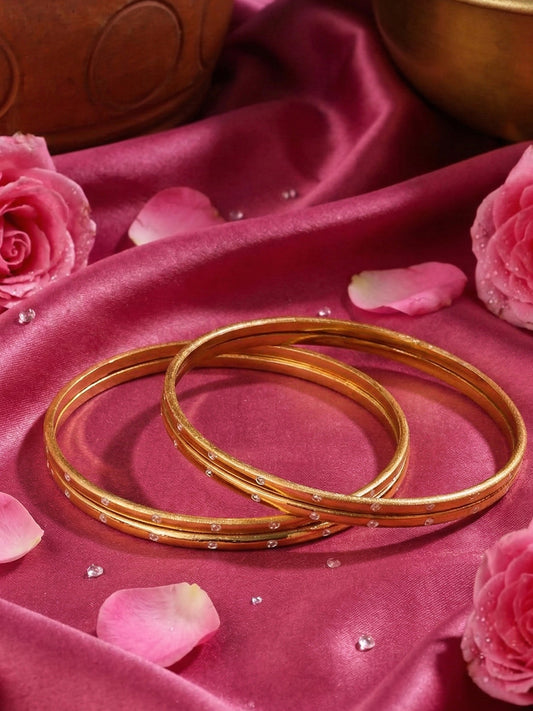 NVR Set of 4 Gold Plated Handcrafted CZ Studded Bangles