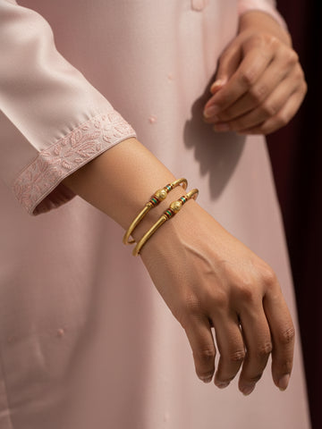 NVR Set of 2 Gold Plated Meenakari Kada Bangles