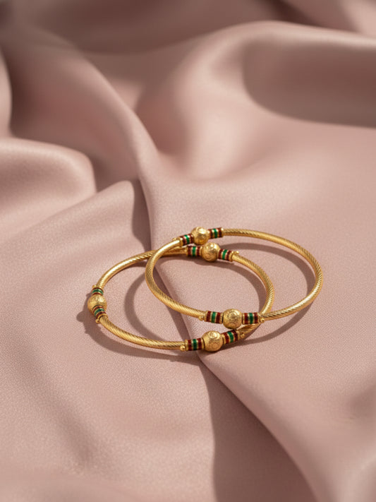 NVR Set of 2 Gold Plated Meenakari Kada Bangles