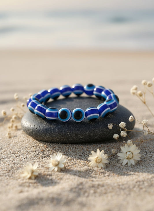 NVR Unisex Blue Evil Eye Elasticated Bracelet