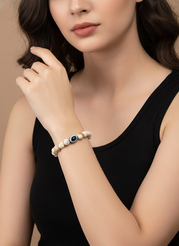 NVR Unisex Marble Evil Eye Adjustable Bracelet