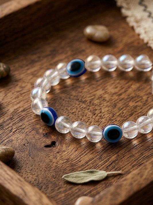 NVR White Crystal Evil Eye Bracelet