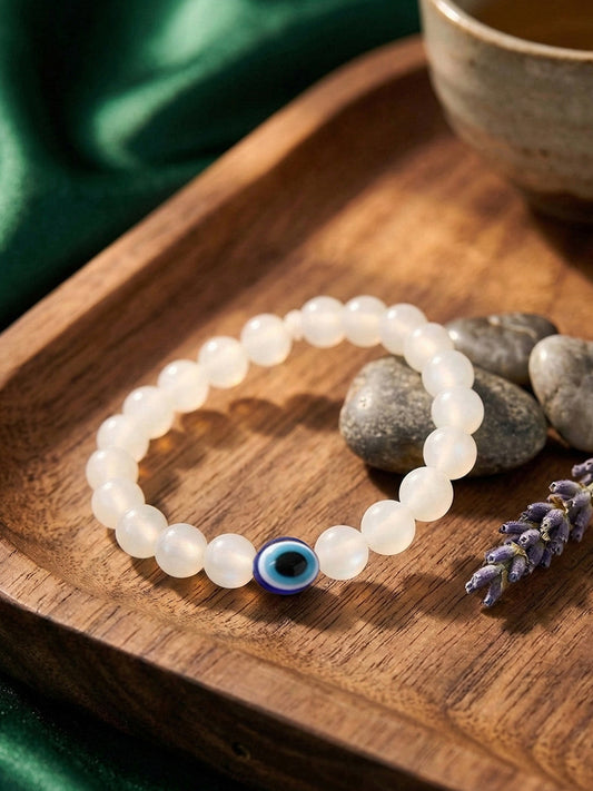 NVR White Crystal Evil Eye Bracelet