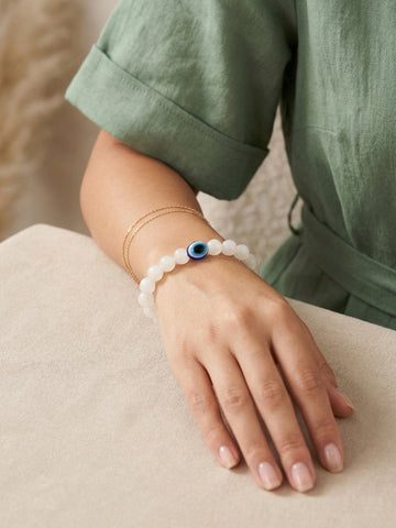NVR White Crystal Evil Eye Bracelet