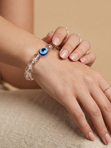 NVR White Crystal Evil Eye Bracelet