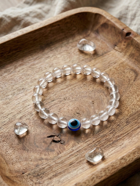 NVR White Crystal Evil Eye Bracelet
