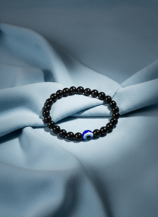 NVR Unisex Marble Crystal Beaded Elasticated Bracelet