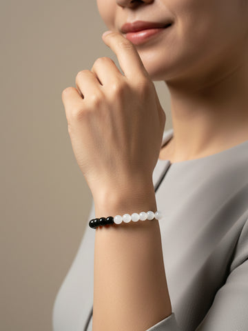 NVR Black & White Crystal Beaded Bracelet
