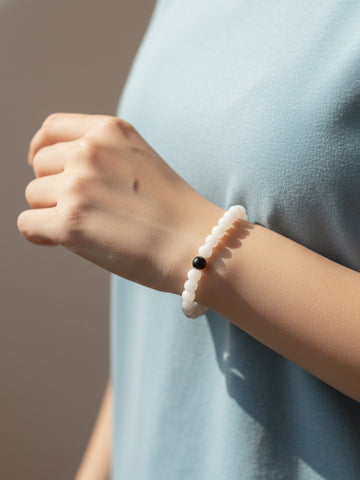 NVR White & Black Crystal Beaded Bracelet