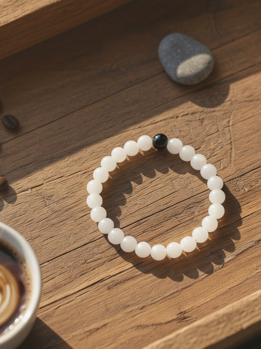 NVR White & Black Crystal Beaded Bracelet