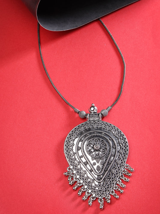 NVR Rhodium-Plated Oxidised Necklace