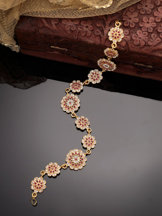 NVR Gold-Plated American Diamond Traditional Matha Patti