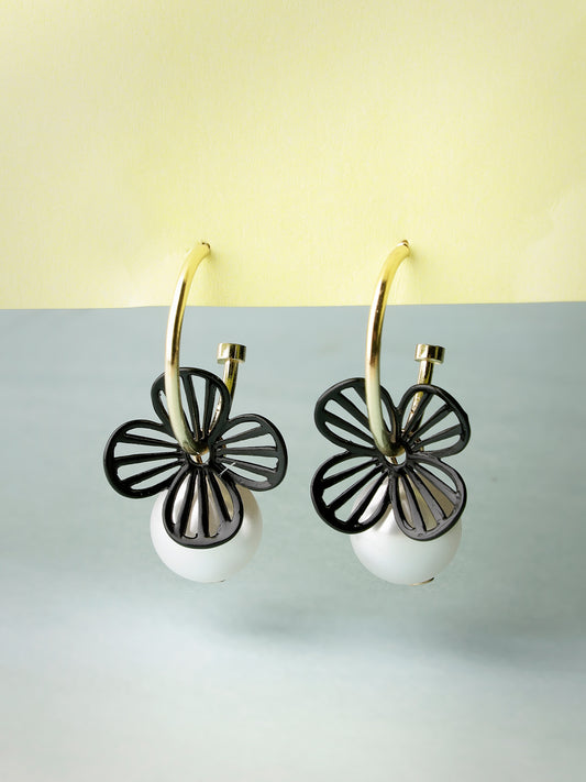NVR Gold-Toned Teardrop Shaped Drop Earrings