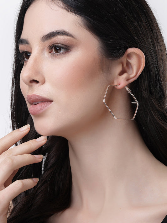 NVR Women Set Of 3 Gold-Toned Geometric Hoop Earrings