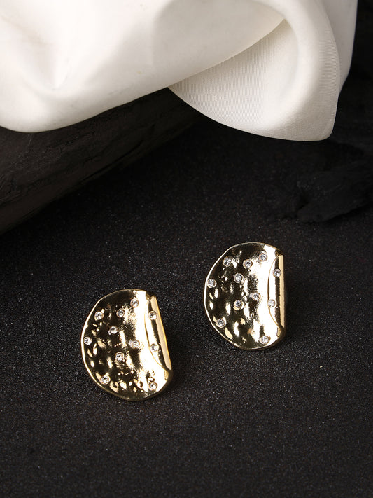 NVR Women Gold-Plated Contemporary Studs Earrings