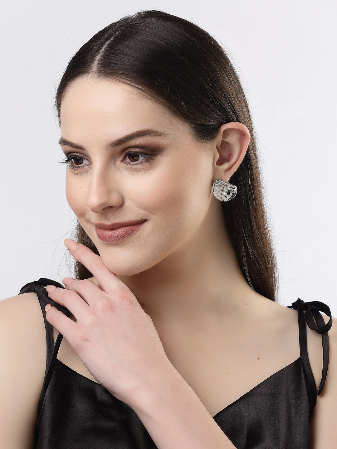 NVR Women Silver-Plated Contemporary Studs Earrings