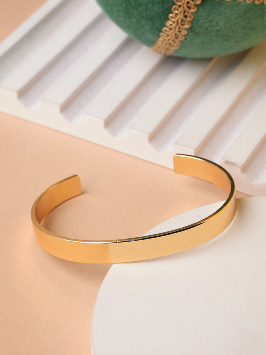 NVR Men Gold Stainless Steel Cuff Bracelet