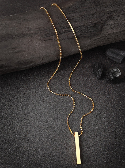 Men Gold plated geometric pendent with chain