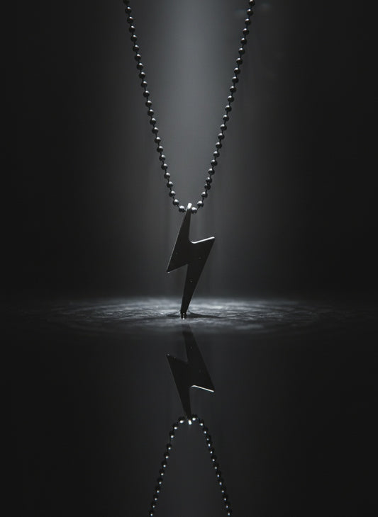 NVR Men Black Rhodium Plated Flash Pendant with Chain