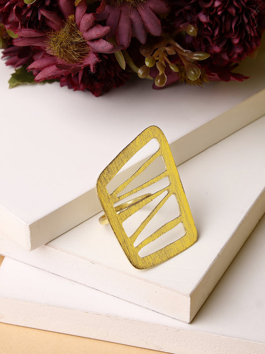 NVR Women Gold-plated Solid Adjustable Finger Ring