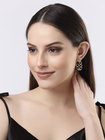 NVR Women Gold-plated Contemporary Half Hoop Earrings