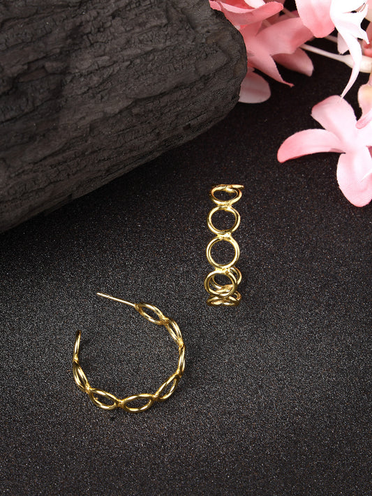 NVR Women Gold-plated Contemporary Half Hoop Earrings