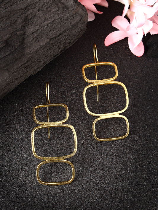 NVR Women Gold-plated Contemporary Fish Hook Drop Earrings