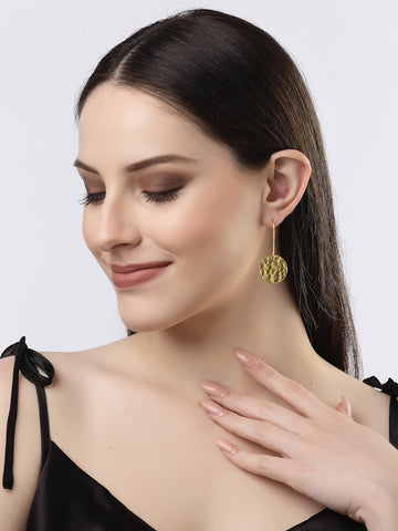 NVR Women Gold-plated Fish Hook Circle Drop Earrings