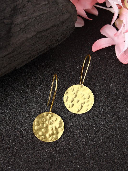 NVR Women Gold-plated Fish Hook Circle Drop Earrings