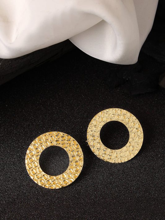 NVR Women Gold-plated Cut Out Circle Drop Earrings