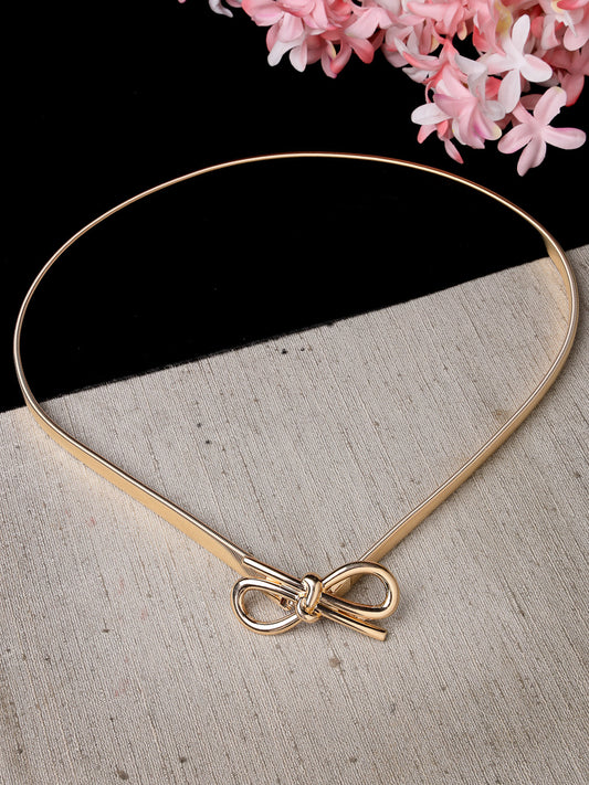 Women circular gold plated stretchable metal belt