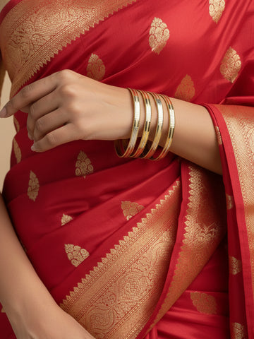 NVR Women Set of 4 Gold Plated CZ Studded Bangles