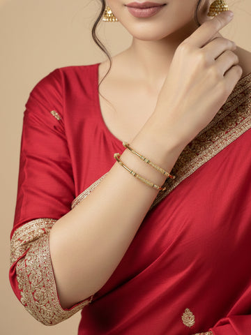 NVR Women Set of 2 Gold Plated Handcrafted Traditional Bangles
