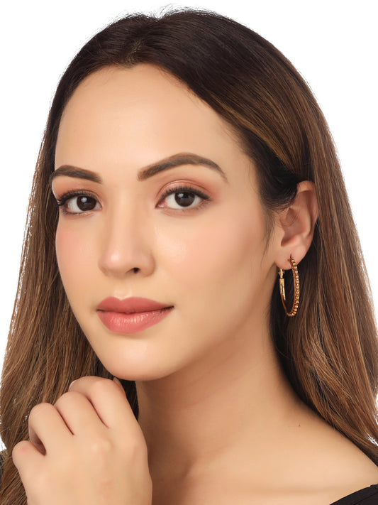 NVR Women Set of 2 Gold & Silver Beaded Circular Hoop Earrings