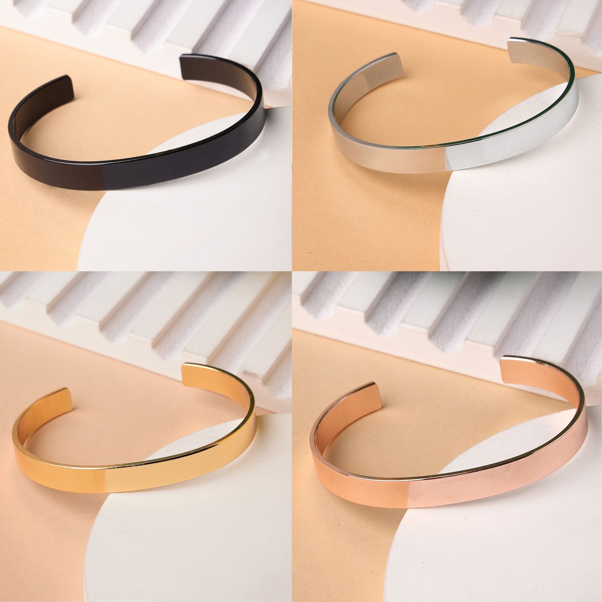 NVR Men Set of 4 Multi Color Stainless Steel Cuff Bracelet