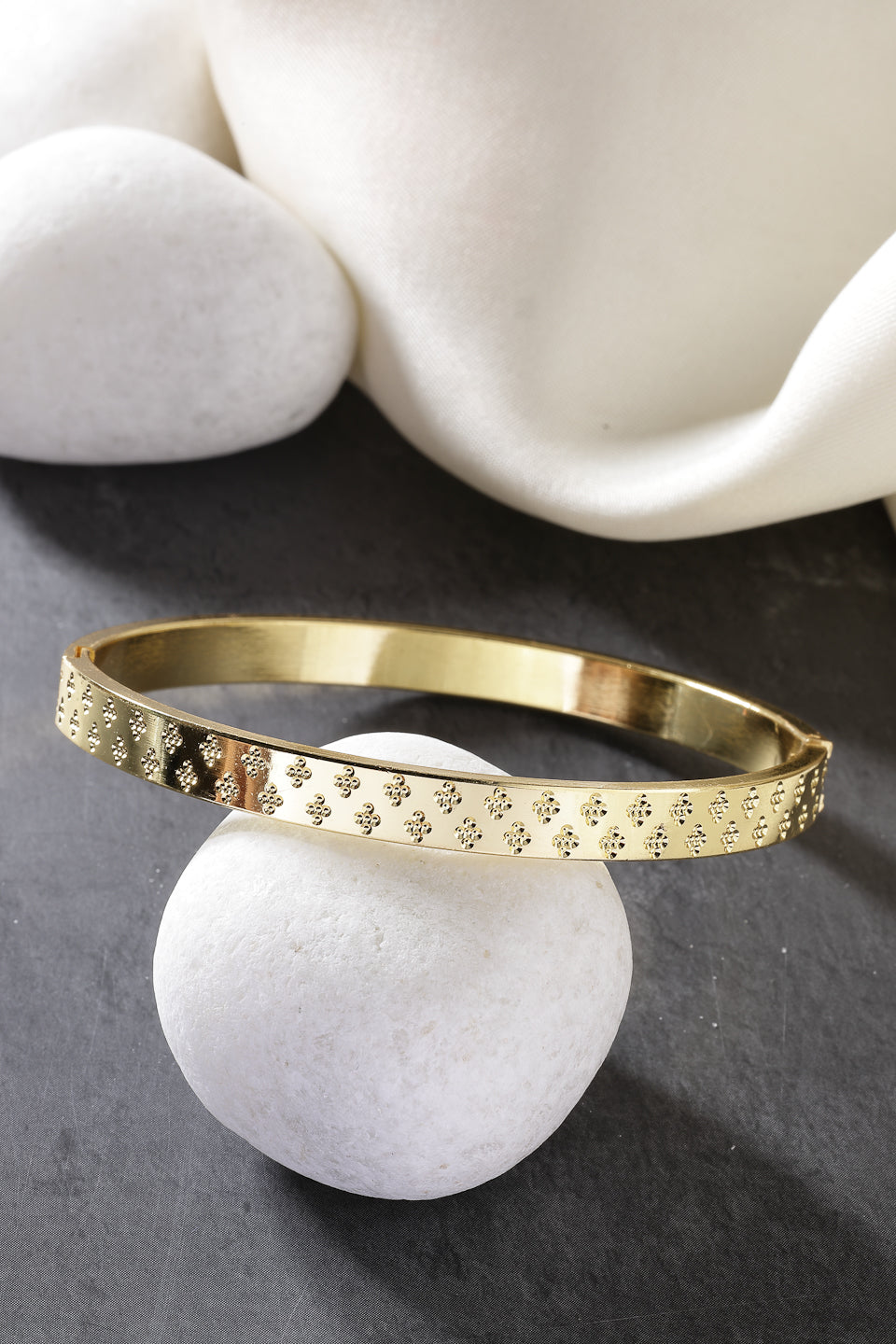 NVR Men Gold-Plated Stainless Steel Kada Bracelet - Main Image