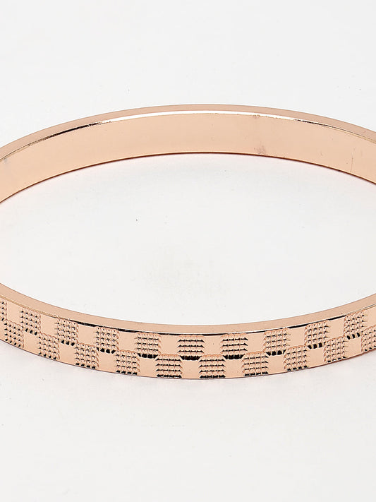 NVR Men Rose Gold Stainless Steel Kada Bracelet