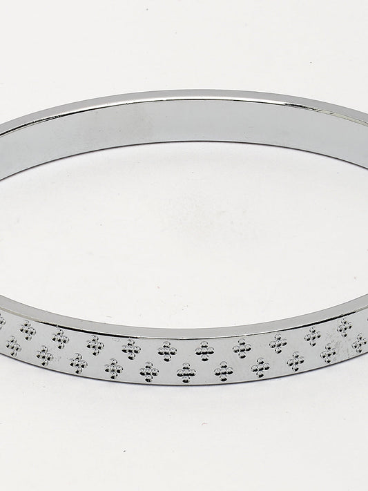 NVR Men Silver-Plated Stainless Steel Kada Bracelet